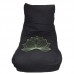 Chaise Lounge - Black Solid Cotton Martin 'Green Lotus'